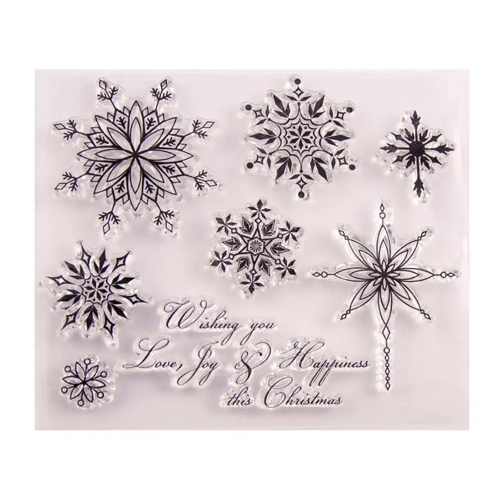 Sneeuwvlok Transparante Siliconen Stempel Voor Scrapbooking Kerst Kaart Papier Craft Silicon Rubber Roller Transparante Postzegels