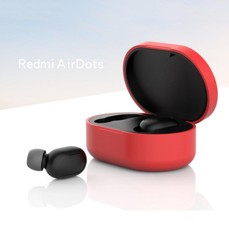 Silicone Cover Earphone Case suitable For Redmi Airdots Case comfortable For Redmi Airdots Mi True Wireless Earbuds Basic: Red