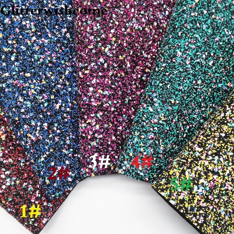 Glitterwishcome 21X29CM A4 Size Synthetisch Leer, Chunky Glitter Leer, faux PU Leer stof Vinyl voor Bows, GM037A