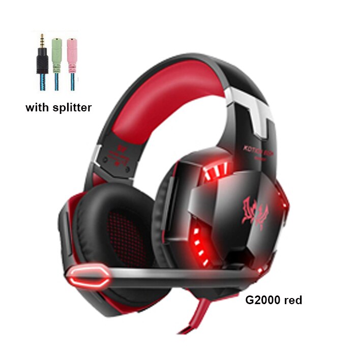 Kotion Elke G2000 G4000 Gaming Headsets Game Oortelefoon Headset Stereo Hoofdtelefoon Met Microfoon Voor Pc Gamer Met Doos: G2000 red cable
