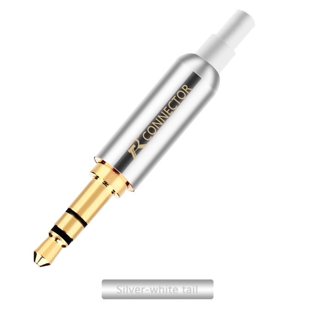 20 pièces 3.5mm Plug Audio Jack 3 pôles plaqué or écouteurs adaptateur pour bricolage casque stéréo écouteur ou utilisé pour réparation écouteur: Silver - White Tail