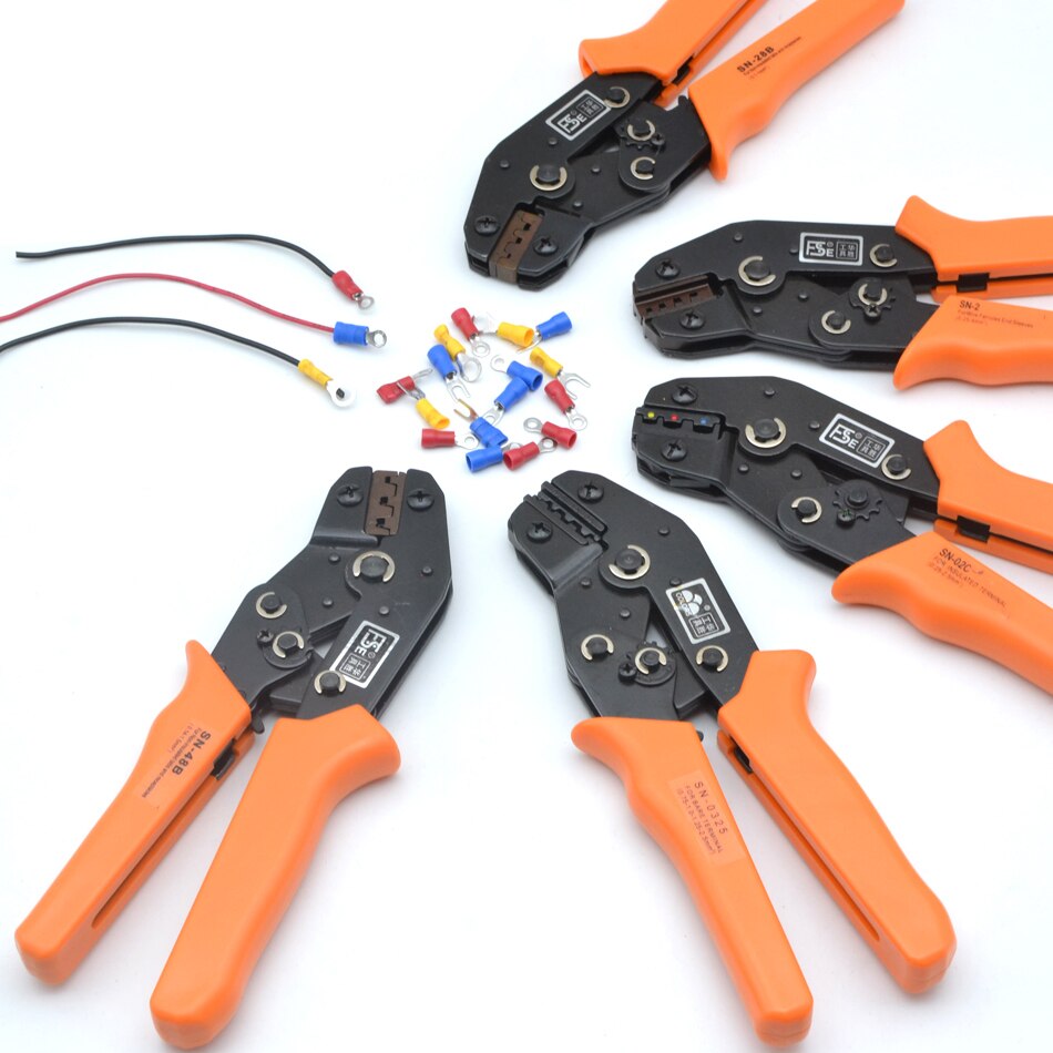 Insulated Terminals Crimper And Interchangeable Dies For Heat Shrinkable Connector Wire Crimping Tools Ratcheting 7Inch SN-02C