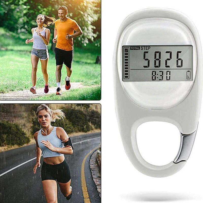 3D Induction Pedometer Electronic Pedometer With Carabiner Multi-Function Record Distance Tool For Walking And Running