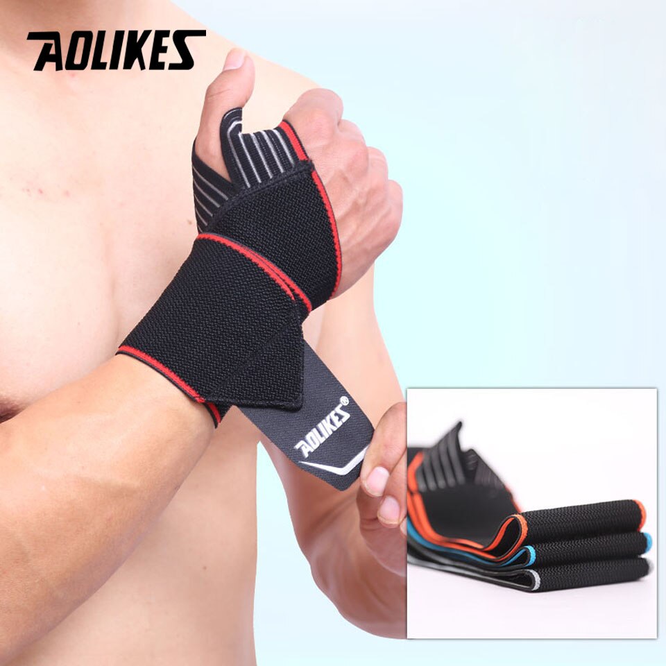 1 stk håndledsstøtte elastisk sport bandage gym armbånd fitness styrkeløft vægtløftning træning sikkerhed åndbar beskyttelse: Rød
