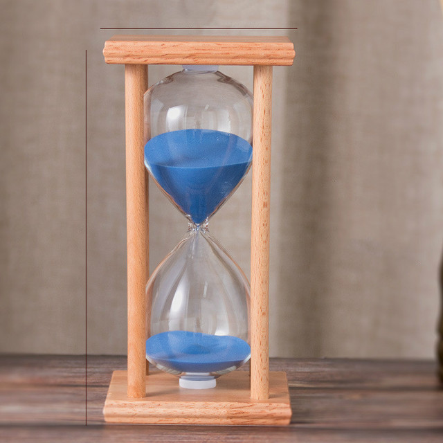 Reloj de arena nórdico de madera para niños, reloj de arena con temporizador, decoración para el hogar y la Oficina, adorno artesanal: Azul / 45 min
