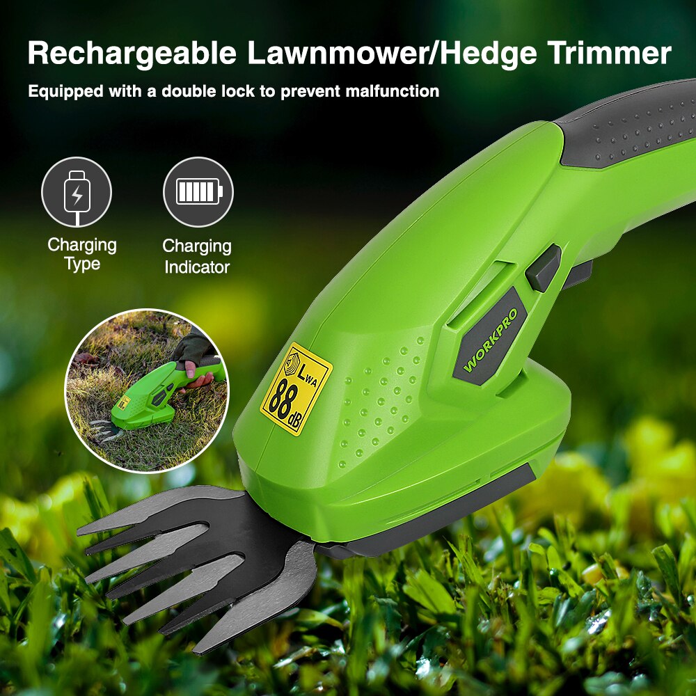 WORKPRO – tondeuse électrique sans fil 3.6-7.2V 2 en 1, Lithium-ion, outils de jardinage, taille-haie Rechargeable pour l&#39;herbe