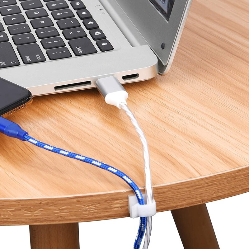 100 Self-Adhesive Cable Management Clips, Suitable for TV, Computer, Laptop, Ethernet Cable, Desktop Home Office