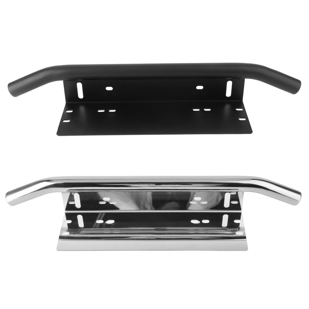 Aluminum Truck Car Vehicle Front Bumper Number Plate Holder LED Light Bar Mount Bracket Frame Black