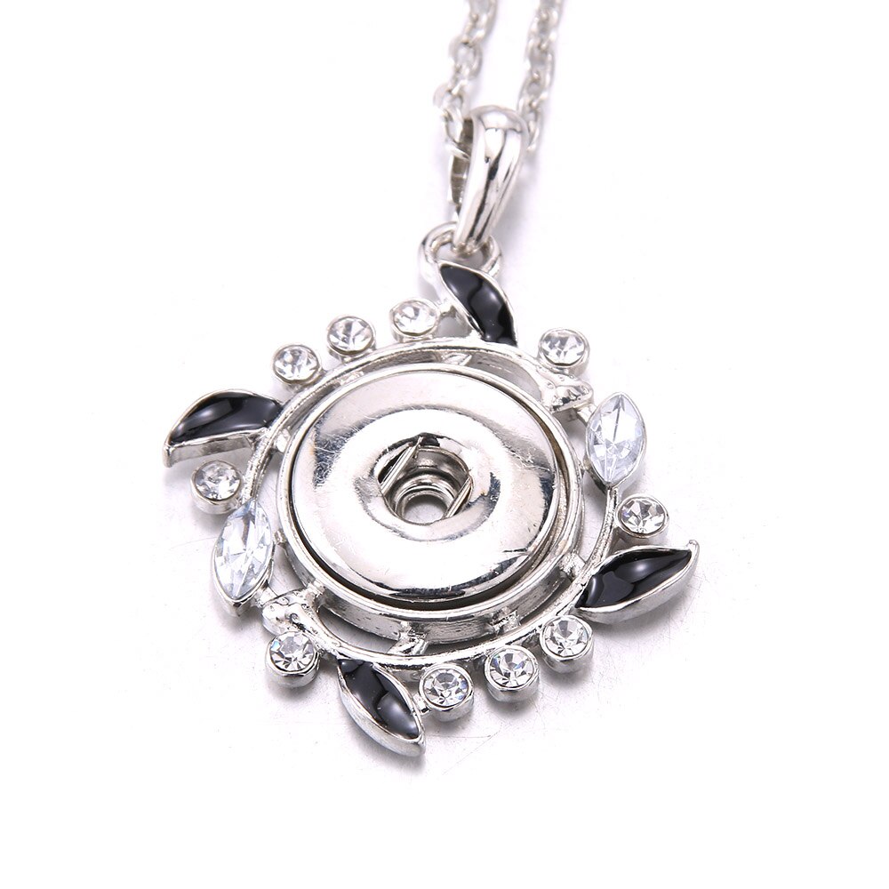 Snap Button Jewelry Necklaces Rhinestone Crystal Heart Flower Snap Necklace Fit DIY 20MM 18mm Snaps Buttons Pendant Necklace: N1727-6