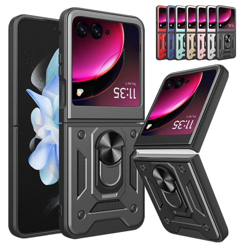 Armor Shockproof Case Voor Motorola Razr 50 40 Ultra Moto Razr + Plus 2024 2023 Cover Met Ring Magnetische houder Coque Fundas