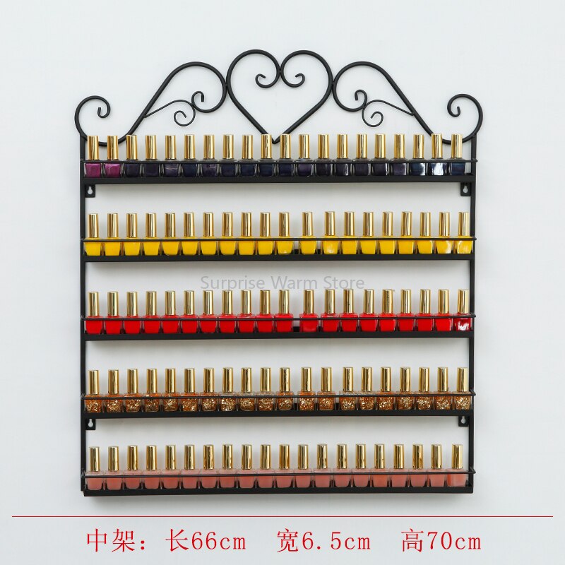Multi-Lagen Opslag Muur Manicure Cosmetica Display Stand Moderne Metalen Nagellak Organizer Opslag Rack Plank Voor Muur: black middle rack