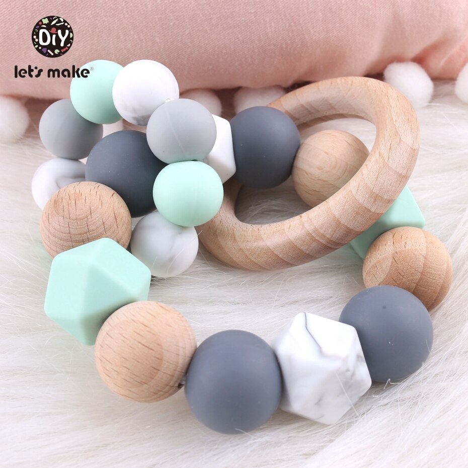Laten we Baby Tandjes Speelgoed BPA Gratis Bescherm Uw Baby Tanden Kauwen Silicone Kralen DIY Handgemaakte Tandjes Ringen molaire Speelgoed