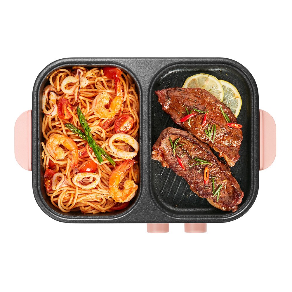 Horno eléctrico 2 en 1 para máquina de barbacoa, olla de cocina eléctrica, olla a la parrilla, decocción de doble uso, Multicooker, sartén para barbacoa de 220V
