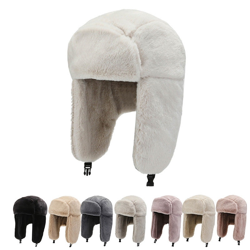 Winter Bomber Hat for Men Women Warm Ushanka Trapper Cap with Earflaps Faux Fur Adult Boys Girls Snow Ski Cold Weather Bonnets