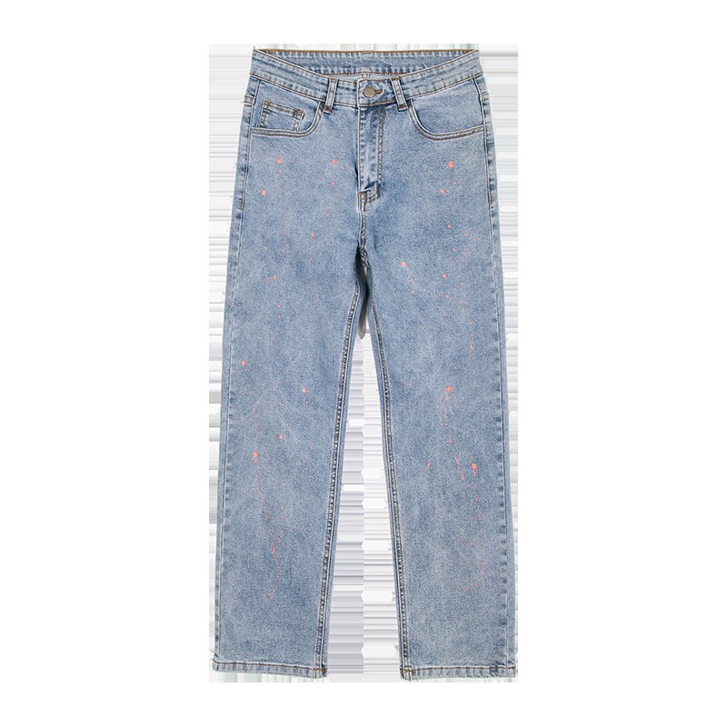 Splash Ink Blue/Black Jeans Men Stretch Casual Baggy Jeans Men Streetwear Loose Hip Hop Straight Denim Pants Mens M-3XL