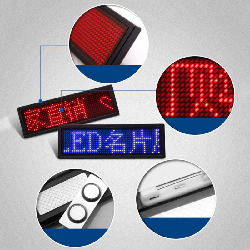 LED Mini Digital Name Message Tag Badge Sign Business Card Screen PXPE