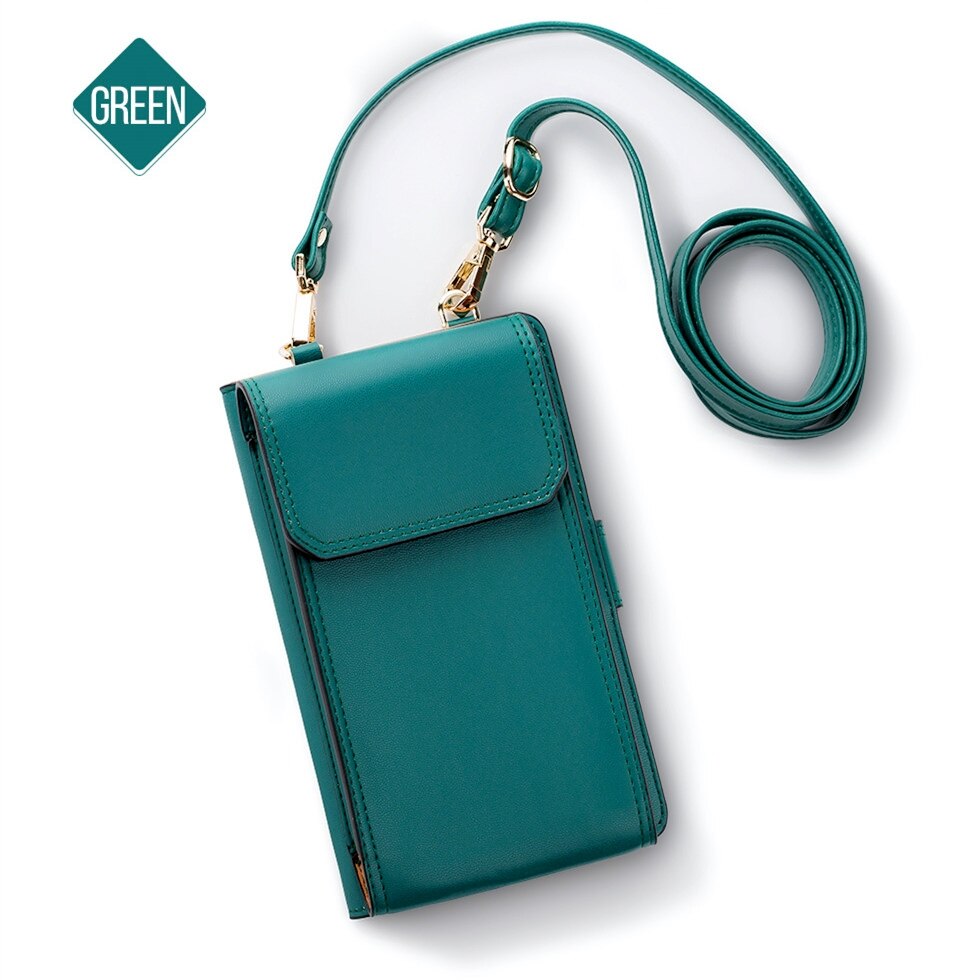 Musubo Telefoon Bag Case Voor iPhone Portemonnee Portemonnee Gevallen Luxe Leather Cover Voor Samsung Galaxy Xiao mi mi huawei Schouder crossbody: Groen