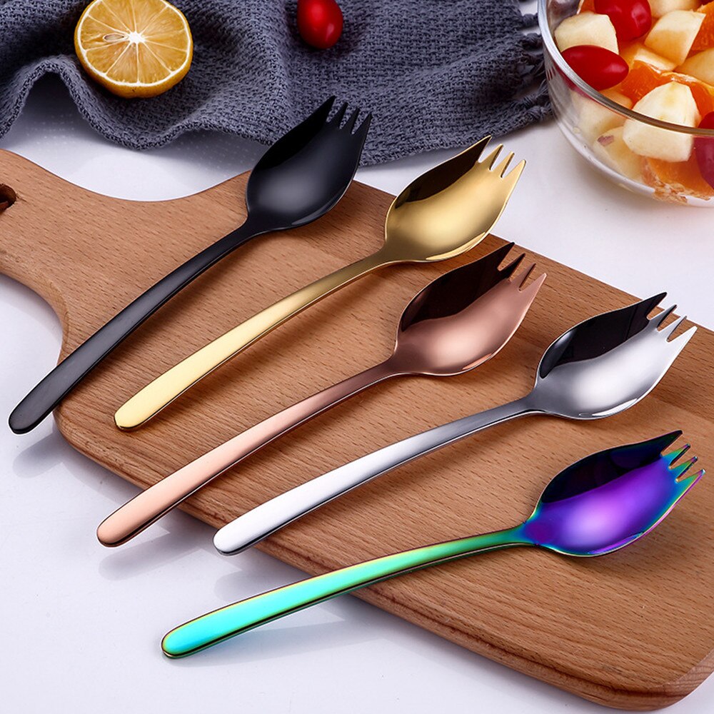 Kleurrijke Lepel Vork Handvat Fruit Vork Bestek Koffie Drinken Gereedschap Keuken Gadget L0822