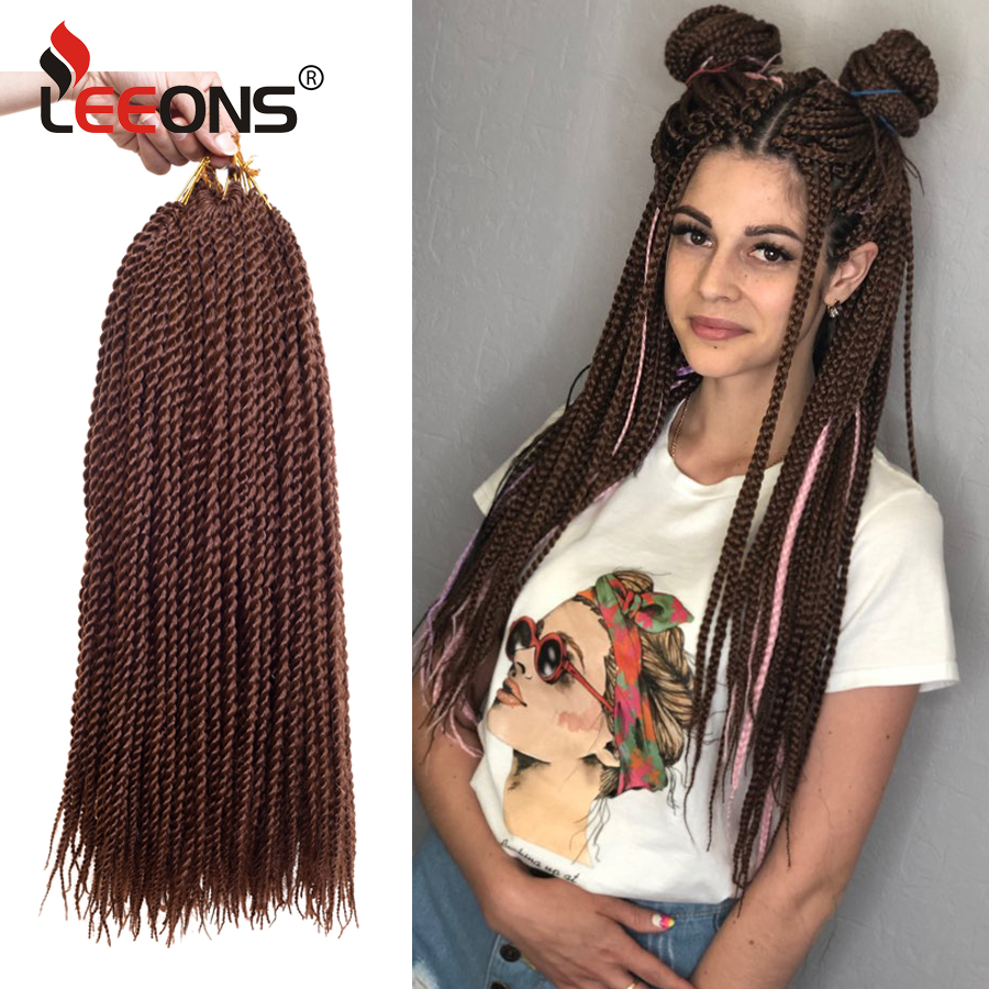 Leeons Small Senegalese Twist Braids 18 inch 30 Roots Synthetic Crochet Hair Extensions Ombre Braiding Hair 15 Colors Available