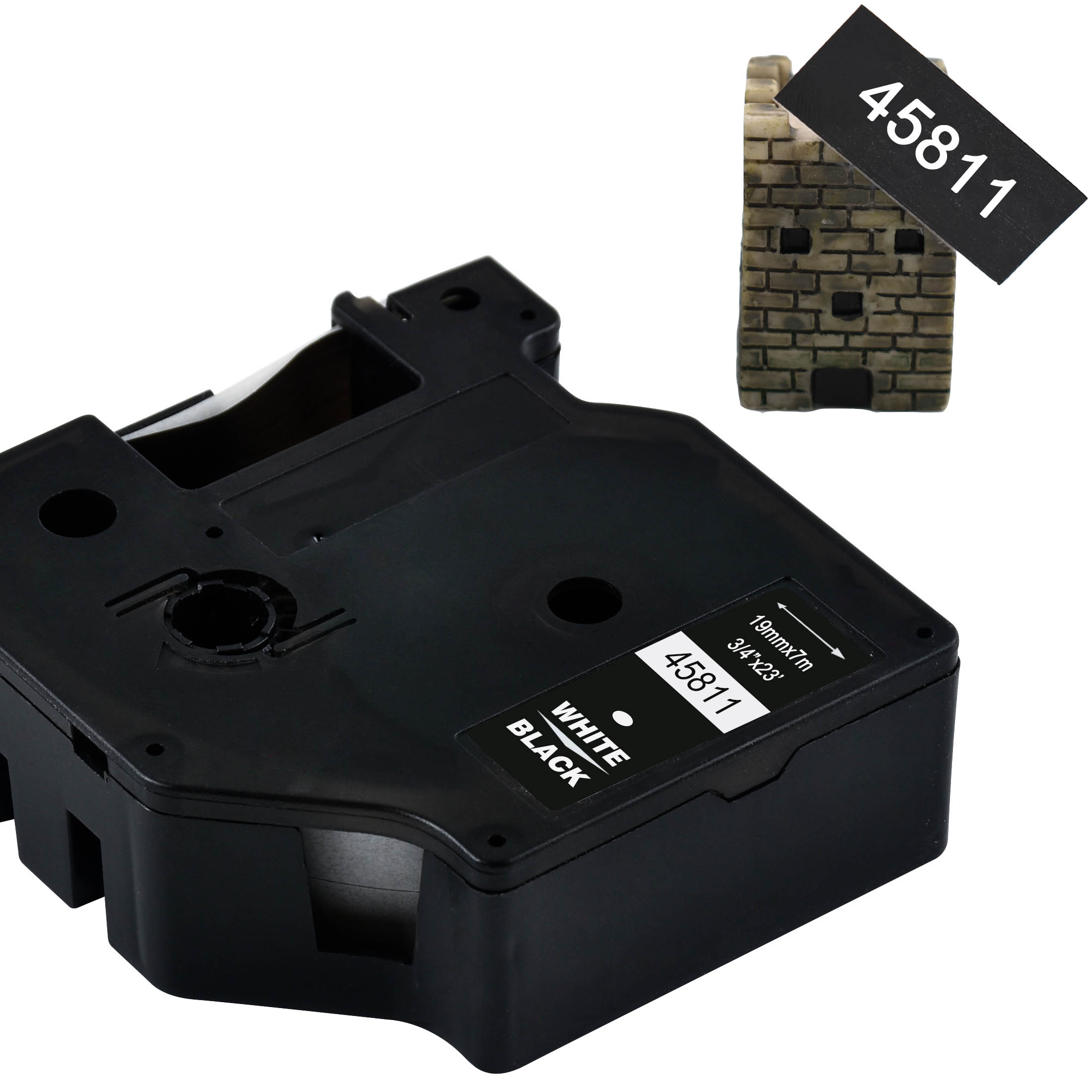 Cidy 5 stk 45803 kompatible dymo labelmanager 19mm d1 sort på hvid dymo maker 45808 label tape patroner til dymo  lm160 lm280: Hvid på sort