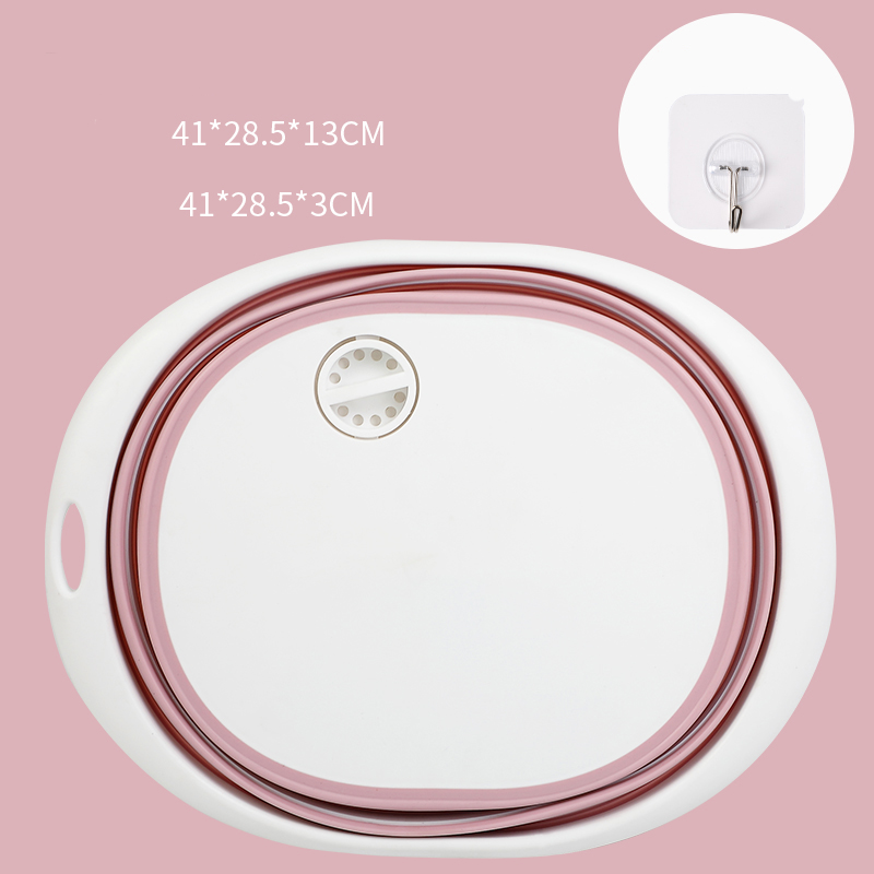 Lavabos portátiles multiusos para el hogar, productos de baño de plástico grueso y plegable para viajes al aire libre: pink