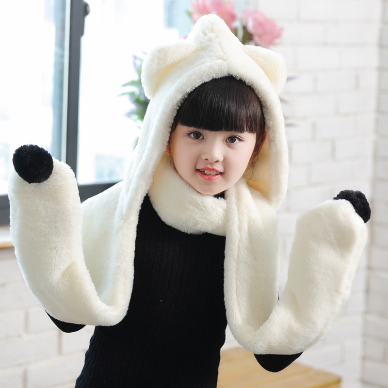 Conjunto de gorros y guantes de franela para niños y niñas, bufandas cálidas de invierno con dibujos animados, Unisex, 3 uds.