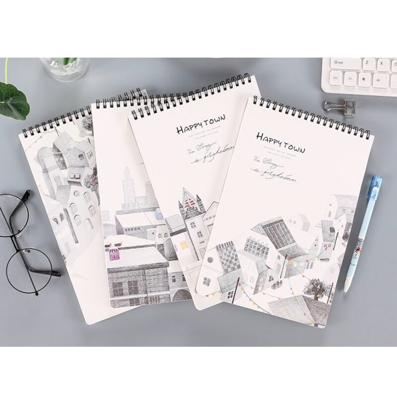 B5 spiral notepad diary horizontal blank paper inner page picture drawing book college student notebook thickened vertical flip