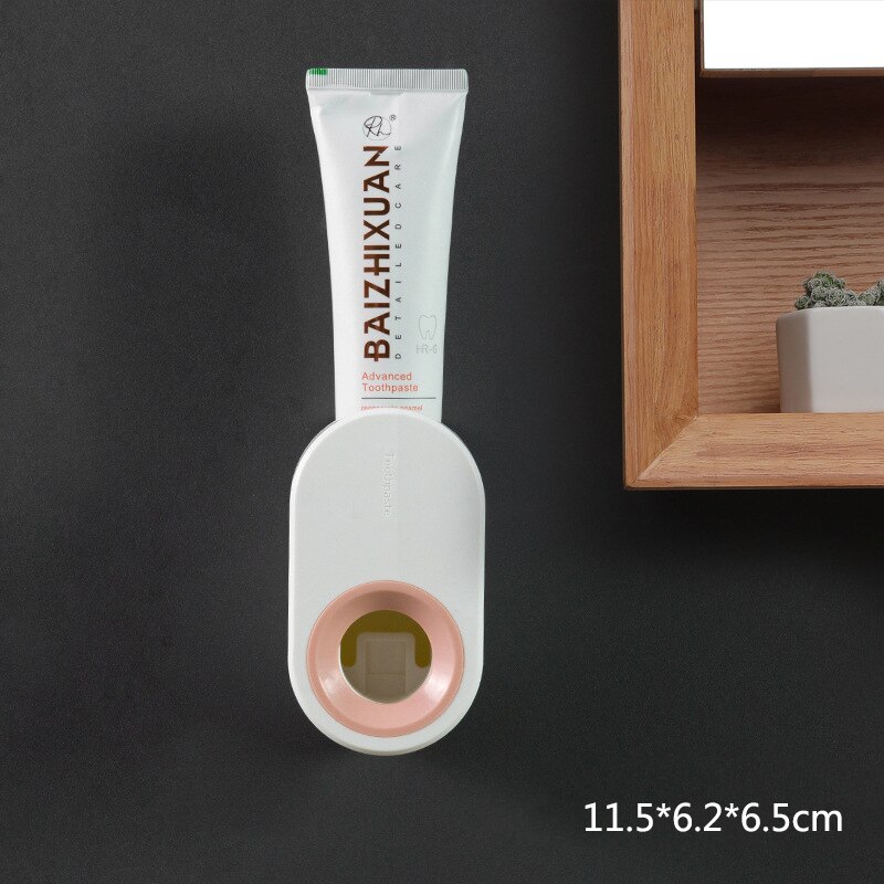 Magnetic Adsorption Inverted Toothbrush Holder Double Automatic Toothpaste Squeezer Dispenser Storage Rack Bathroom Accessories: black