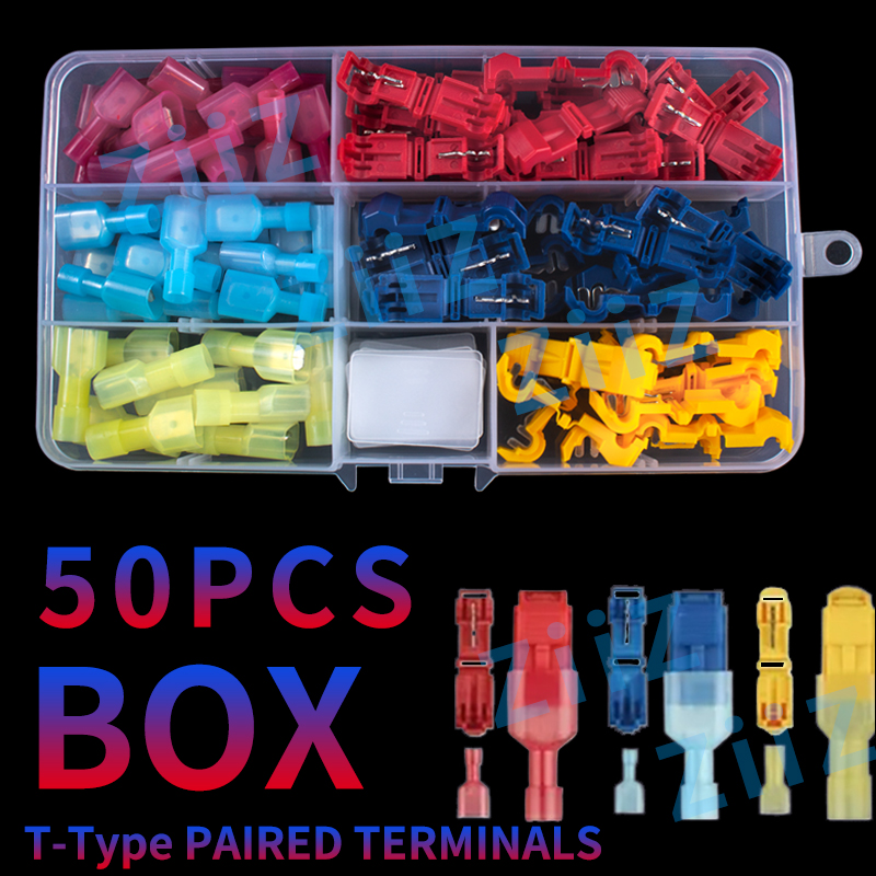 10 30 100Pcs T-Tap Connector Quick Electrical Cable Connector Snap Splice Lock Waterproof Crimp Wire Terminal blue yellow red