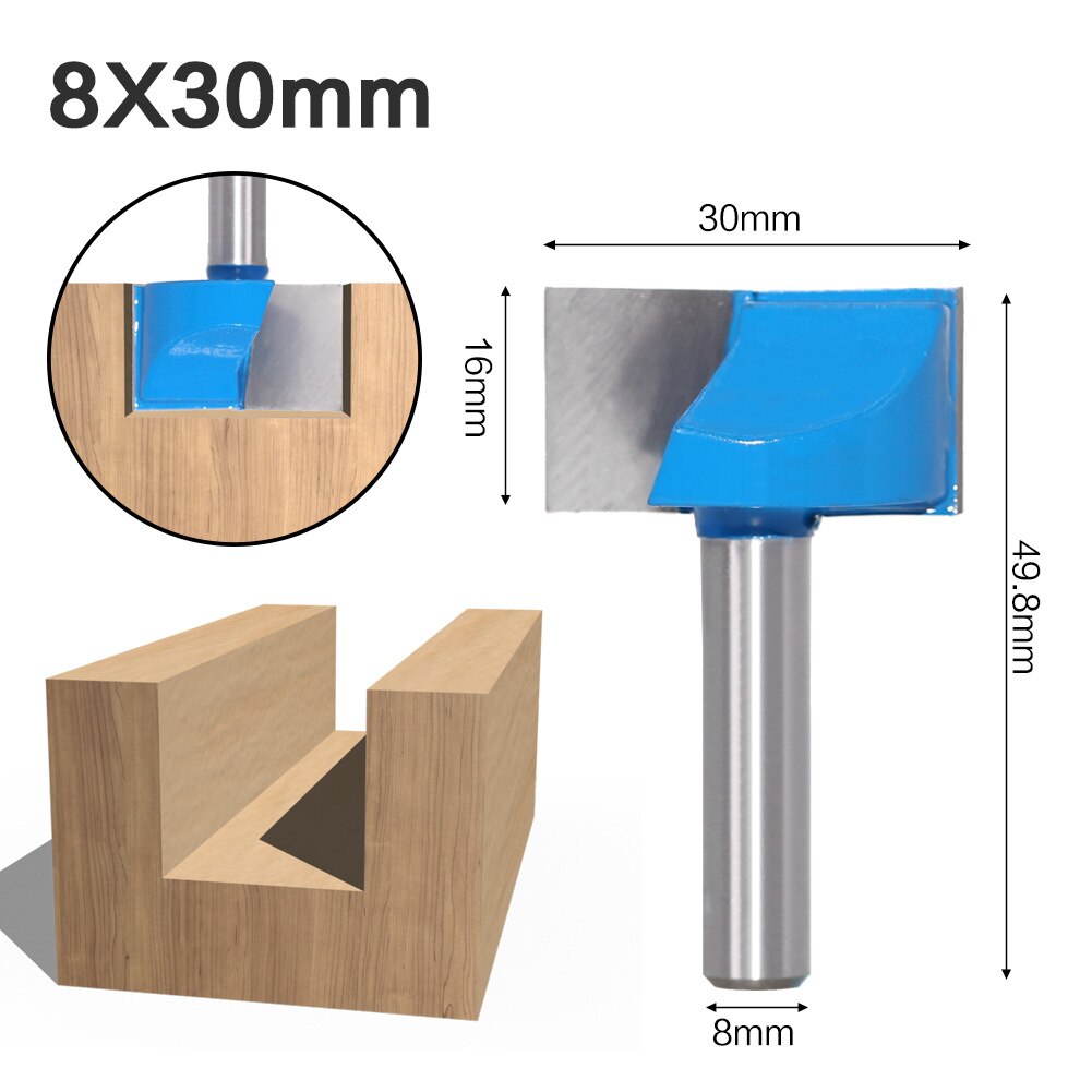 8mm Shank Surface Planing Bottom Cleaning Wood Milling CNC Cutter Engraving Knife Router Bit Woodworking Tools 10-32mm for wood: 8X30mm