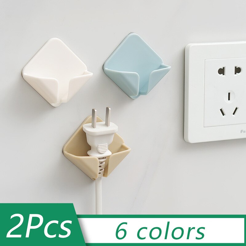 2pcs/lot Nail-free Power Cord Storage Rack Wall Storage Hooks Kitchen Plug Hook Adhesive Hooks Power Plug Socket Hanger Holder