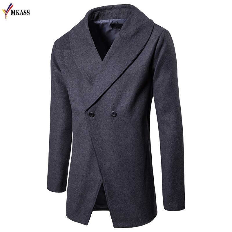 Gabardina larga de lana para hombre, abrigo grueso de , a la , para invierno, novedad