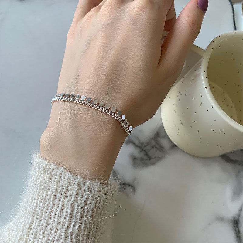 925 szterling srebro połączyć łańcuch kutas okrągły koralik czar bransoletka bransoletka dla kobiety dziewczyny impreza koreański biżuteria Akcesoria sl511