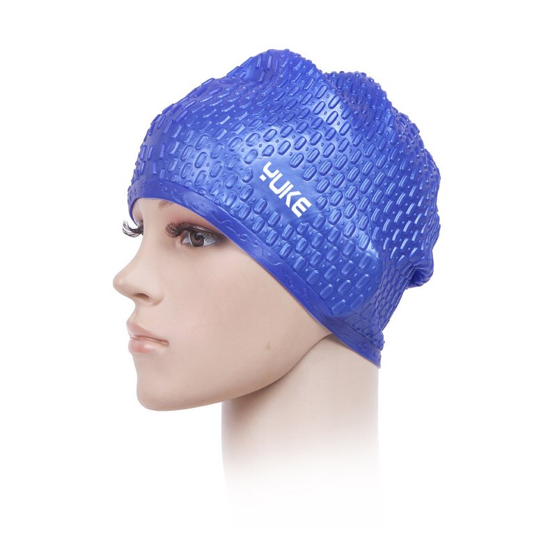 YUKE Volwassen Waterdichte Siliconen Badmuts Mannen Vrouwen Waterdrop Zwemmen Head Cover Bescherm Oren Haar Bad Zwemmen Zwembad hoed: Blue
