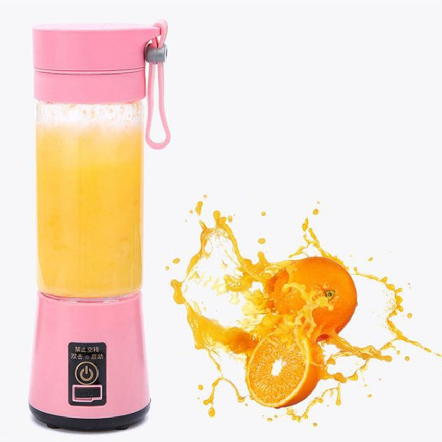 Portable Blender Bottle USB Fruit Mixer Cup Mini Juicer Blender Machine Smoothie Maker Blenders Juice Extractor Baby Food Maker: 2 blade / pink