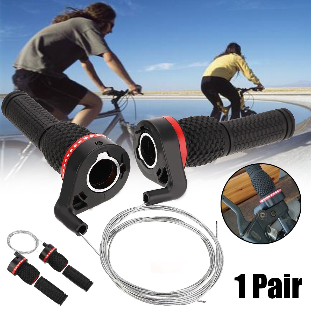 1 Pair Rubber Bicycle Gears Mountain Bike Bicycle Speed Twisted Gear Shifter With Turning Handles Bicycle Accessories