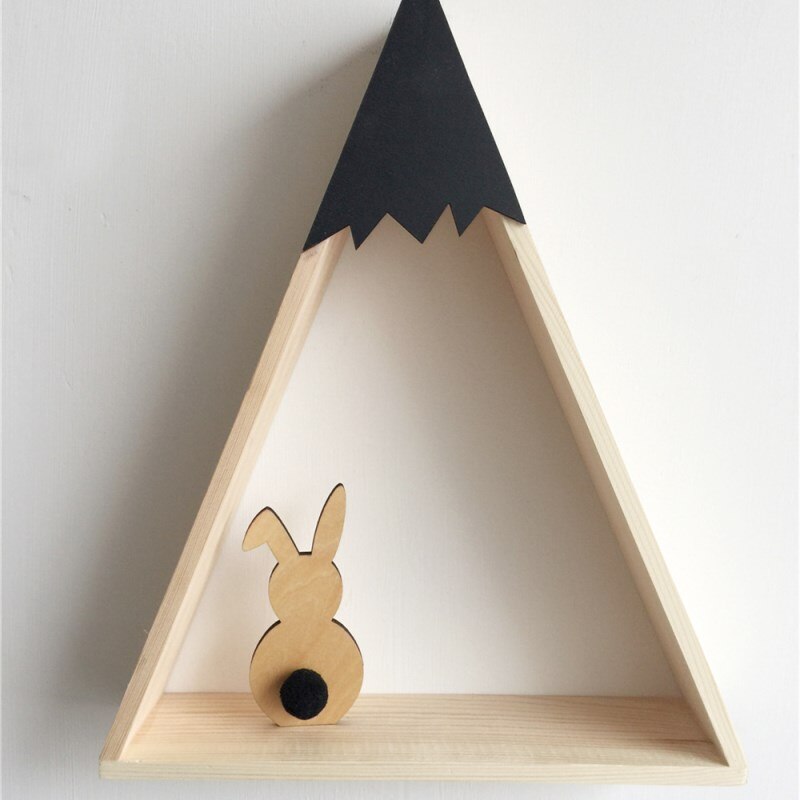 Ins Nordic Stil Holz Kaninchen Ornamente Kinderzimmer Dekoration Holz Handwerk Kinder Sichere Natürliche Spielzeug Fotografie Requisiten: Black Ball