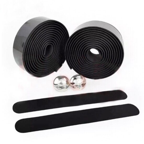 2 uds cinta para manillar de bicicleta cubierta para volante Correa antideslizante para manillar de bicicleta cinta de goma accesorios para manillar de bicicleta: Black
