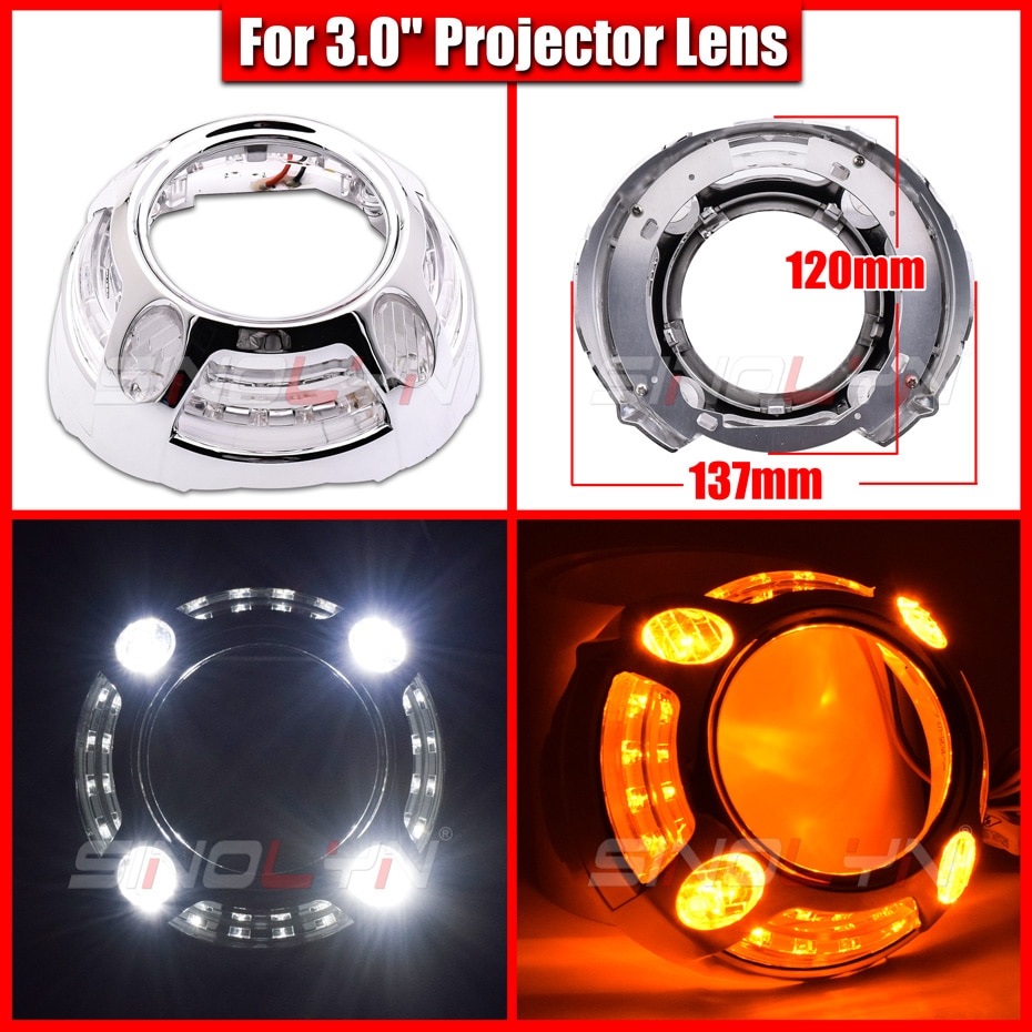Sinolyn 2.5/3,0 LED Winkel Augen Blinker Wanten schalten Lünette Für Scheinwerfer Objektiv Hella 3R G5/Koito q5/WST Projektoren Objektiv