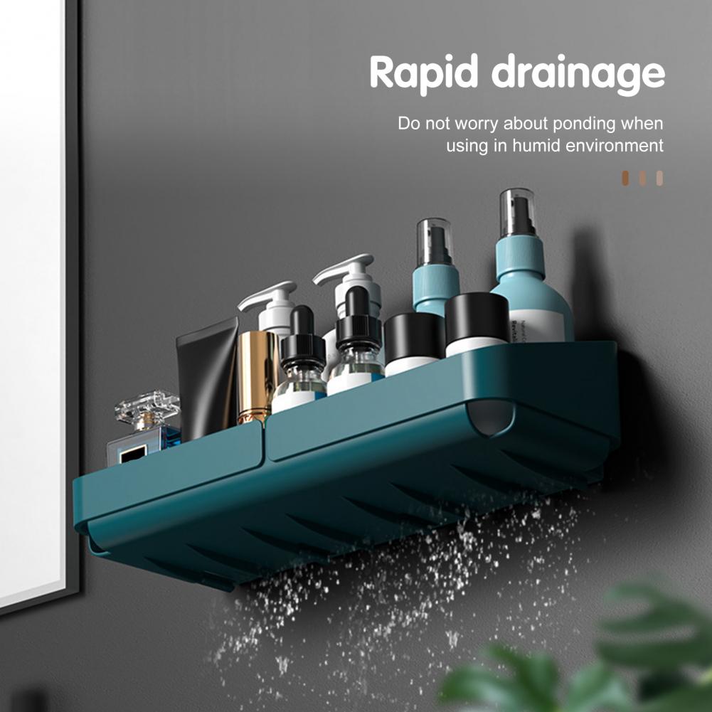 Wall Mounted Bath Essentials Organizer Waterproof Shower Caddy Bathroom Shelf Rapid Draining Bathroom Shelf Makeup Toiletries