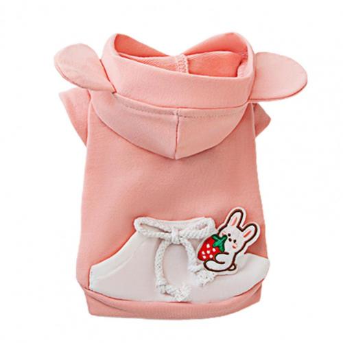 Camiseta con capucha para mascota, camisa transpirable de dos patas para perro, sudadera transpirable de algodón puro informal para animales pequeños: Rosa / M