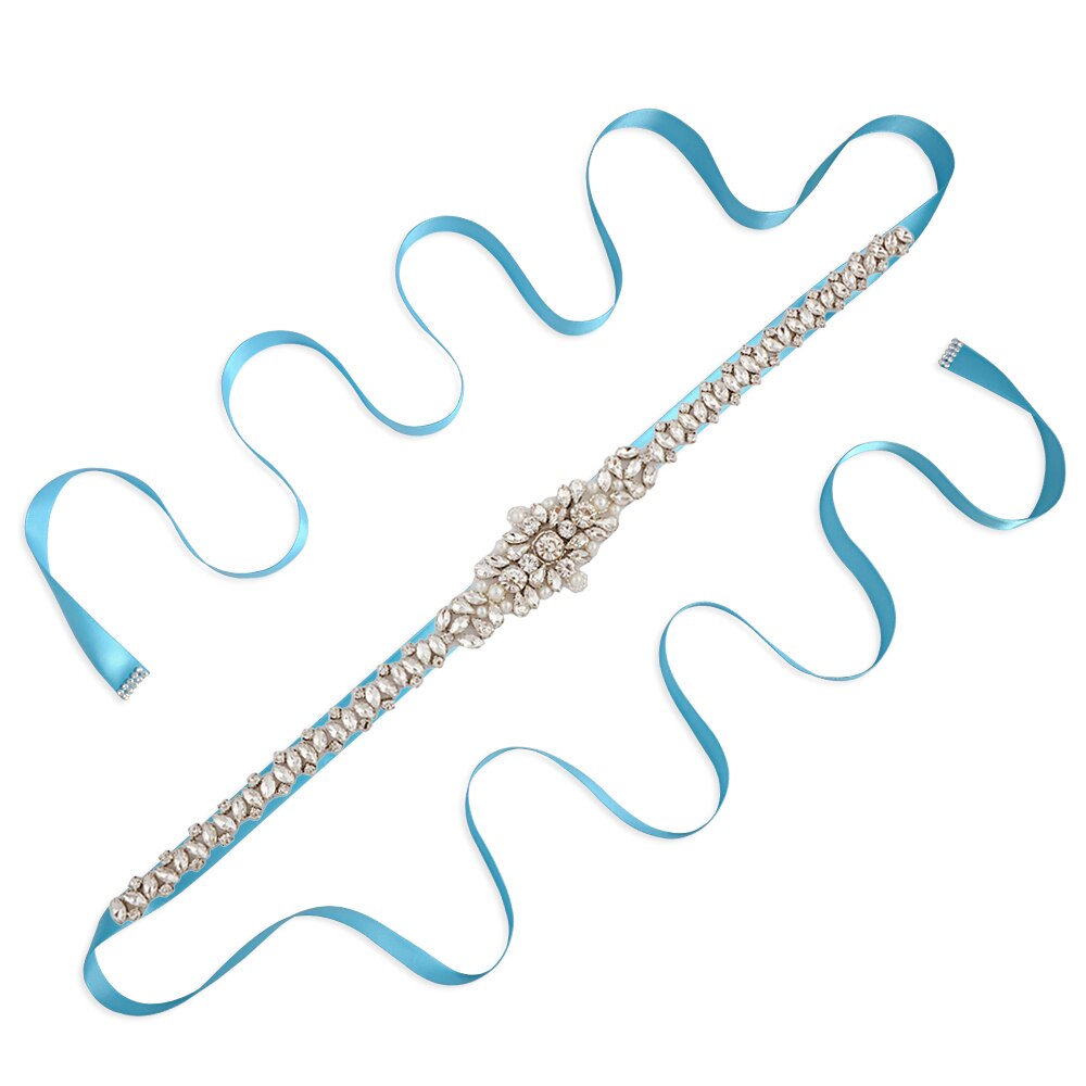 Trixy  s350 luxe bruidsgordel met strass steentjes, kristallinten, bruidsgordels, bruidsmeisjesjurken, accessoires: Blauw