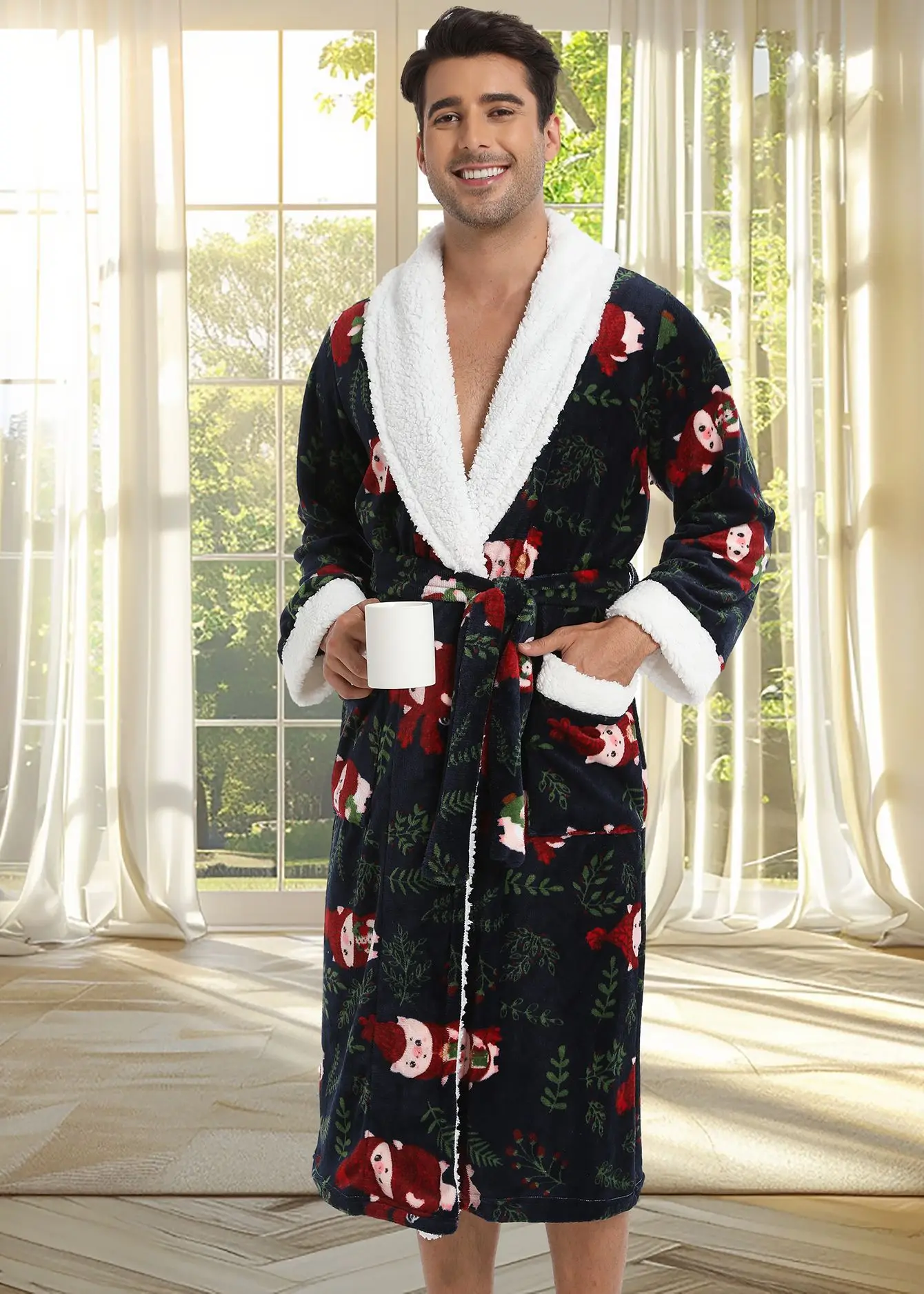 Warme Herbst Winter Flanell Männer Bademantel Dicke Lange Nacht Nachtwäsche Samt Kimono Kleid männer Kleidung Homewear Morgenmantel: S / Himmel Blau