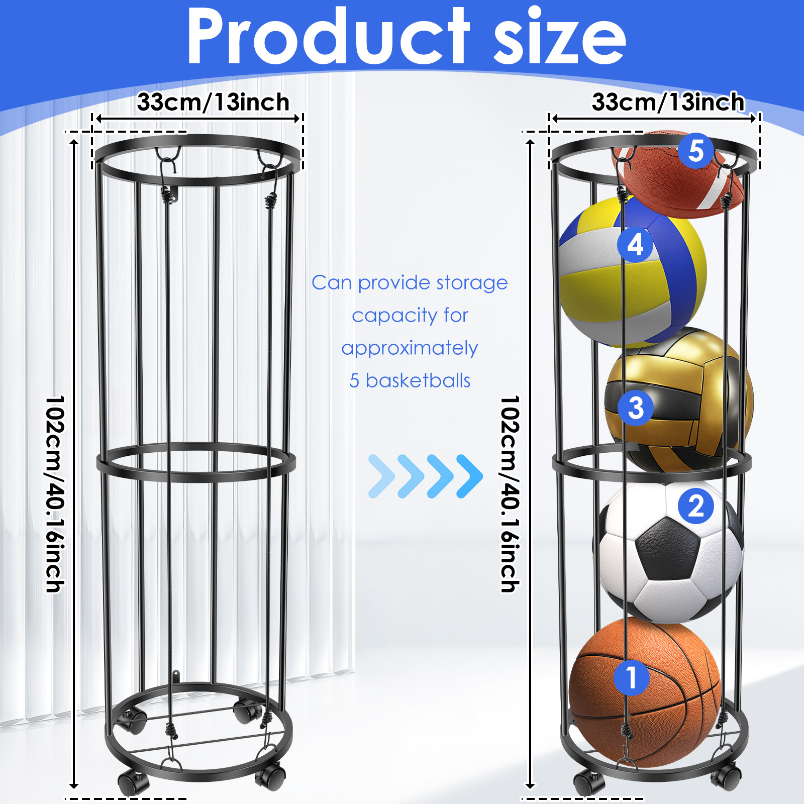 Volleyball Rack Vertical Ball Racks Sports Equipment Organizer Ind... – Grandado