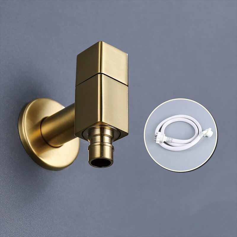 Brushed Gold Wall Mounted Small Tap Decorative Garden Faucet Washing Machine Water Tap Basin Bibcock Taps
