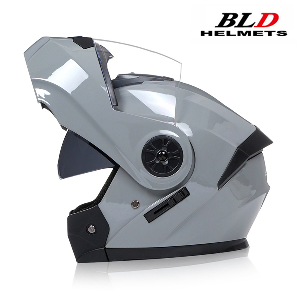 Lente dupla modular capacete da motocicleta mais recente flip face segurança capacete profissional quatro estações equitação ece dot aprovado casco: Preto / XL