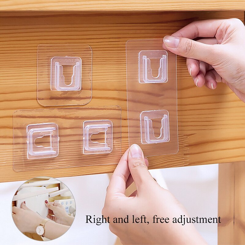 1 Pair Double Sided Wall Adhesive Hook Paste Plug Socket Holder Cable Storage Plug Fixing Organize Seamles Waterproof Reusable