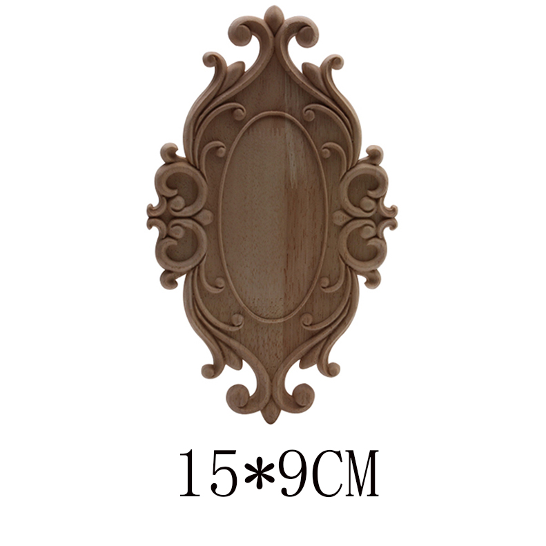 Figurines de madera Onlay apliques de madera Calcomanía para madera decoración antiguo europeo largo grande Floral mueble madera gabinete paredes