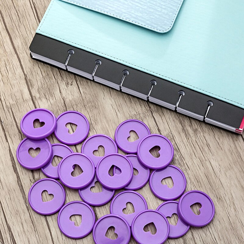 Bloc-notes avec trou en forme de champignon, 6 pièces, reliure à disque, boucle d'anneau, disque en plastique à feuilles mobiles, bouton de bobine pour Scrapbook