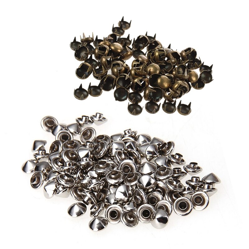 100Pcs 7Mm Round Rivet Cone Bronze Decorative Studs Rivet DIY Crafts With 100Pc 6Mm Silver Conical Rivet Screw Studs
